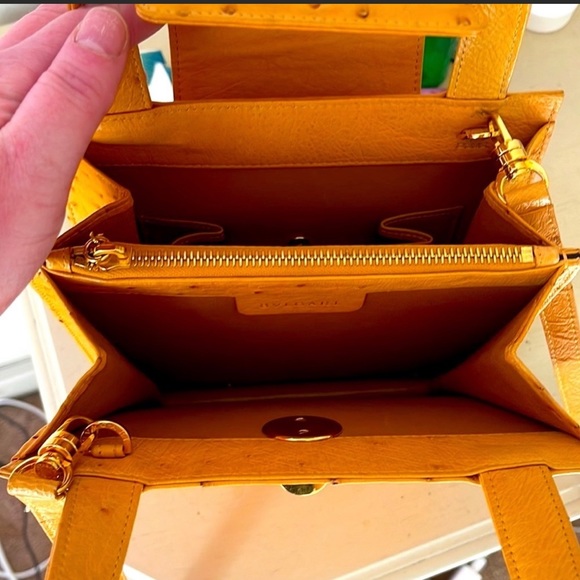 BVLGARI Ostrich Skin Crossbody Purse with Top Handle, Vintage ALTA MODA - Picture 3 of 9